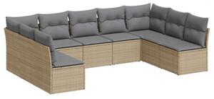 Polyrattan Kerti Ülőgarnitúra - 9 részes - Bézs