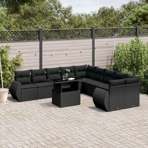 VidaXL Polyrattan Kerti Ülőgarnitúra - 11 részes - Fekete
