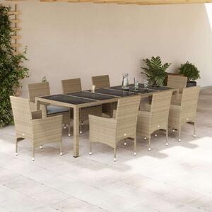 VidaXL - Polyrattan Kerti Étkezőgarnitúra - 9 részes - Bézs