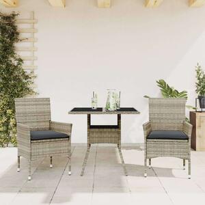 Polyrattan Kerti Étkezőgarnitúra - 3 részes - Szürke