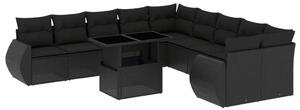 VidaXL Polyrattan Kerti Ülőgarnitúra - 11 részes - Fekete