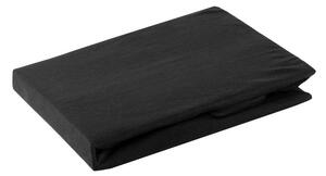 Jersey pamut gumis lepedő Fekete 90x200 cm +25 cm