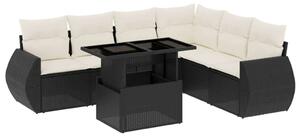 VidaXL Polyrattan Kerti Ülőgarnitúra - 7 részes - Fekete