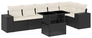 VidaXL 7 részes Polyrattan Kerti Ülőgarnitúra - Fekete