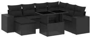 VidaXL Polyrattan Kerti Ülőgarnitúra - 8 részes - Fekete