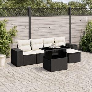 VidaXL Polyrattan Kerti Ülőgarnitúra - 6 részes - Fekete