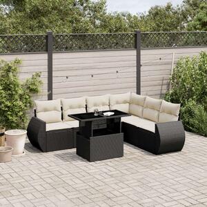 VidaXL Polyrattan Kerti Ülőgarnitúra - 7 részes - Fekete