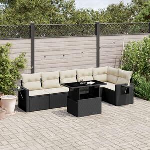 VidaXL Polyrattan Kerti Ülőgarnitúra - 7 részes - Fekete