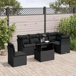 VidaXL Polyrattan Kerti Ülőgarnitúra - 7 részes - Fekete