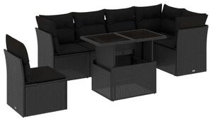 VidaXL Polyrattan Kerti Ülőgarnitúra - 7 részes - Fekete