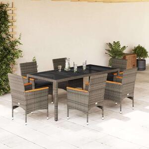 VidaXL Polyrattan Kerti Étkezőgarnitúra - 7 részes - Szürke