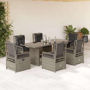 Polyrattan Kerti Étkezőgarnitúra - 7 részes - Világosszürke