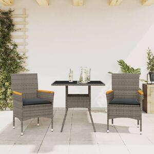 Polyrattan Kerti Étkezőgarnitúra - 3 részes - Szürke