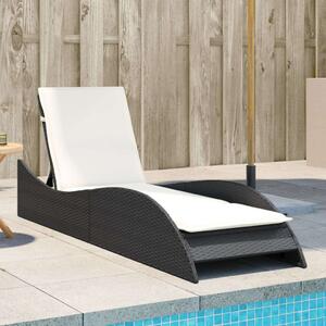 VidaXL Napozóágy - Polyrattan - Fekete - 205cm