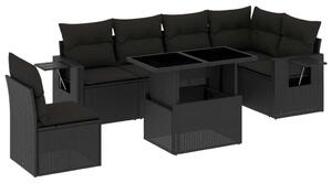 VidaXL Polyrattan Kerti Ülőgarnitúra - 7 részes - Fekete