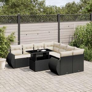 VidaXL Polyrattan Kerti Ülőgarnitúra - 9 részes - Fekete