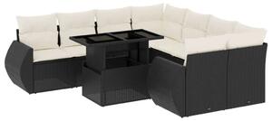 VidaXL Polyrattan Kerti Ülőgarnitúra - 9 részes - Fekete