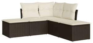 VidaXL 5 Részes Polyrattan Kerti Ülőgarnitúra - Barna