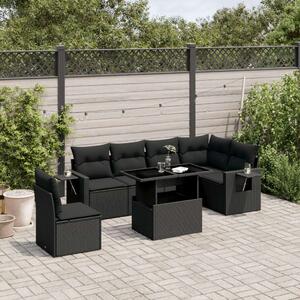 VidaXL Polyrattan Kerti Ülőgarnitúra - 7 részes - Fekete