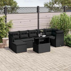VidaXL Polyrattan Kerti Ülőgarnitúra - 8 részes - Fekete