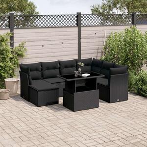 VidaXL 8 részes Kerti Ülőgarnitúra - Fekete Polyrattan