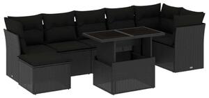 VidaXL Polyrattan Kerti Ülőgarnitúra - 8 részes - Fekete