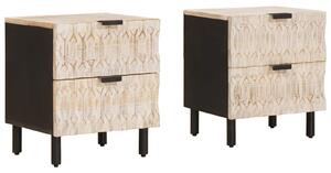 VidaXL Éjjeliszekrény 2 pcs Fehér 40 x 33 x 46 cm Tömör Mangófát