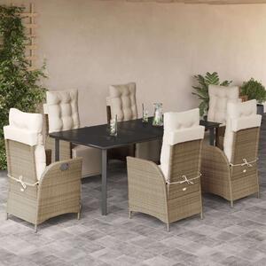 Polyrattan Kerti Étkezőgarnitúra - 7 részes - Bézs