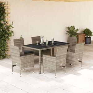 VidaXL Polyrattan Kerti Étkezőgarnitúra - 7 részes - Szürke