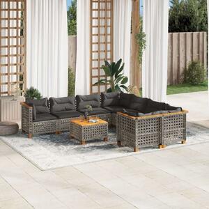 Polyrattan Kerti Ülőgarnitúra - 9 részes - Szürke