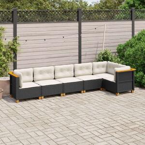 VidaXL Polyrattan Kerti Ülőgarnitúra - 6 részes - Fekete