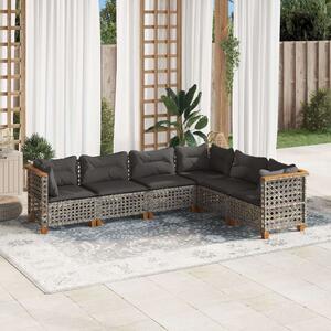 Polyrattan Kerti Ülőgarnitúra - 6 Részes Szett - Szürke