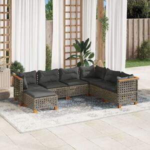 Polyrattan Kerti Ülőgarnitúra - 7 részes - Szürke