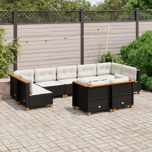VidaXL Polyrattan Kerti Ülőgarnitúra - 9 részes - Fekete