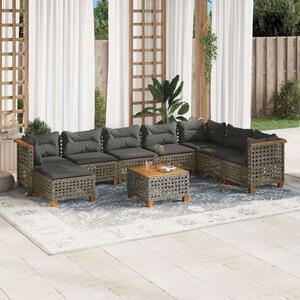 Polyrattan Kerti Ülőgarnitúra - 9 részes - Szürke