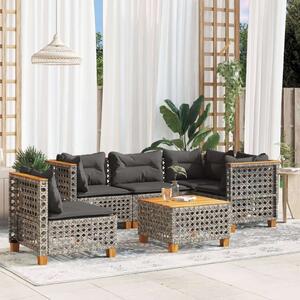 Polyrattan Kerti Ülőgarnitúra - 6 Részes - Szürke