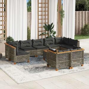 VidaXL Polyrattan Kerti Ülőgarnitúra - 10 részes - Szürke