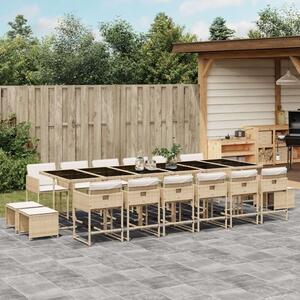 VidaXL Polyrattan Kerti Étkezőgarnitúra - 17 részes - Bézs