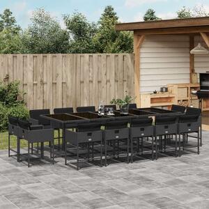VidaXL - 15 Fős Kerti Étkezőgarnitúra - Polyrattan - Fekete