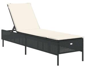 VidaXL Napozóágy - Fekete Polyrattan - 198cm