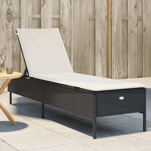 VidaXL Napozóágy - Fekete Polyrattan - 198cm