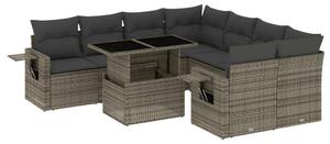 Polyrattan Kerti Ülőgarnitúra - 9 részes - Szürke