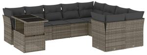 VidaXL Polyrattan Kerti Ülőgarnitúra - 10 részes - Szürke
