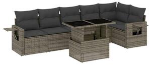 Polyrattan Kerti Ülőgarnitúra - 7 részes - Szürke