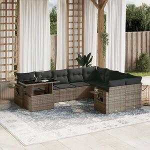 VidaXL Polyrattan Kerti Ülőgarnitúra - 10 részes - Szürke