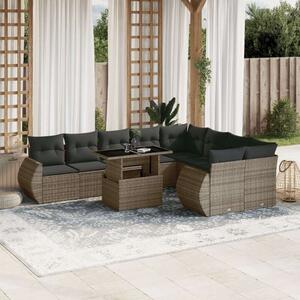 VidaXL Polyrattan Kerti Ülőgarnitúra - 10 részes - Szürke