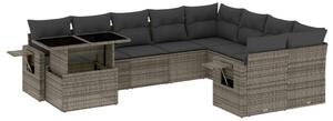 VidaXL Polyrattan Kerti Ülőgarnitúra - 10 részes - Szürke