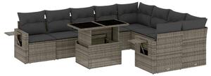 VidaXL 10 részes szürke polyrattan kerti ülőgarnitúra párnákkal