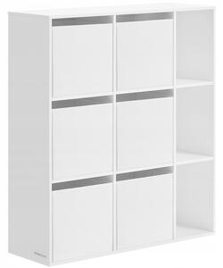 Moduláris polc 9 rekesszel és 6 fiókkal, forgácslap és MDF, 83x27x92 cm, fehér