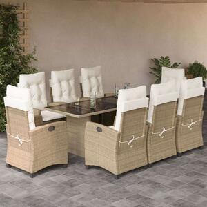 VidaXL Polyrattan Kerti Étkezőgarnitúra - 9 részes - Bézs